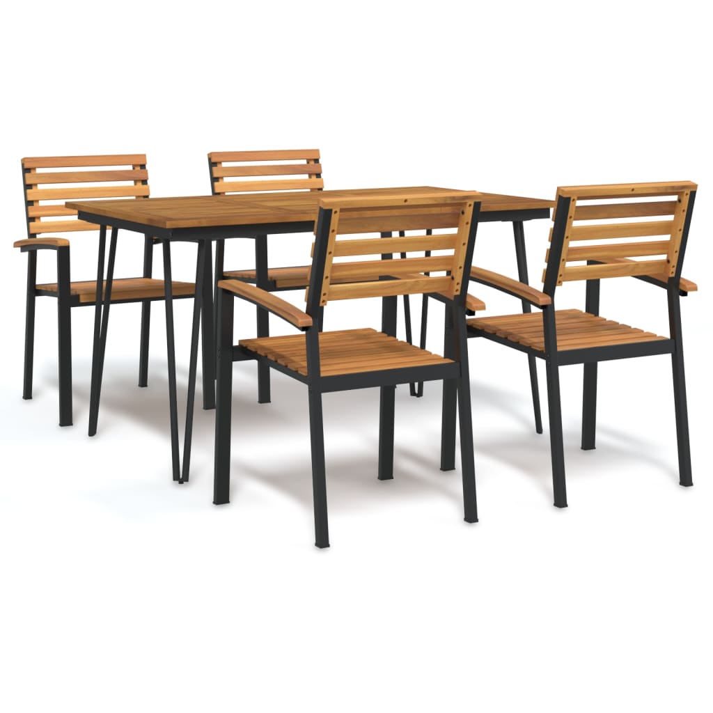 vidaXL 5-piece Garden Dining Set Solid Acacia Wood and Metal