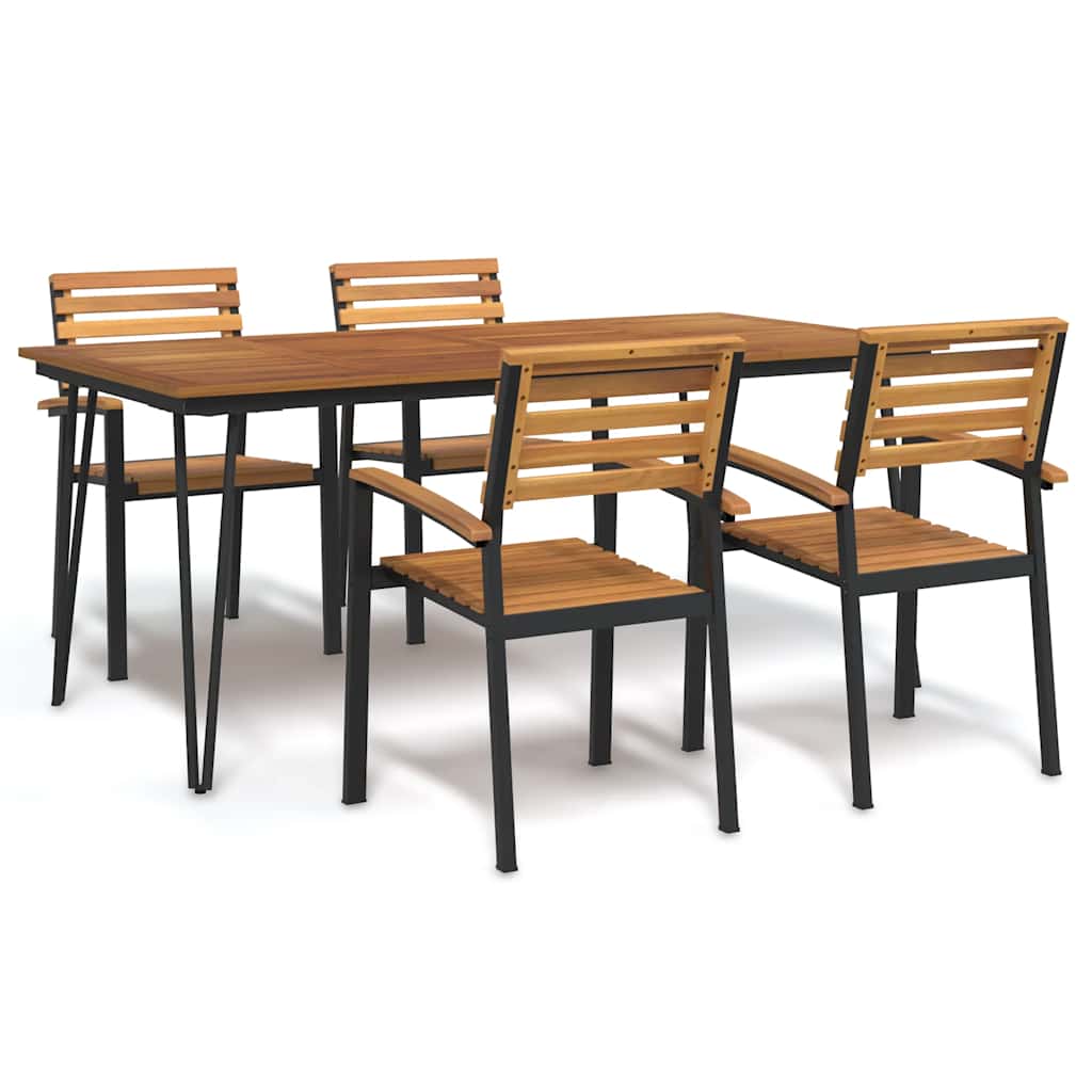 vidaXL 5-piece Garden Dining Set Solid Acacia Wood and Metal