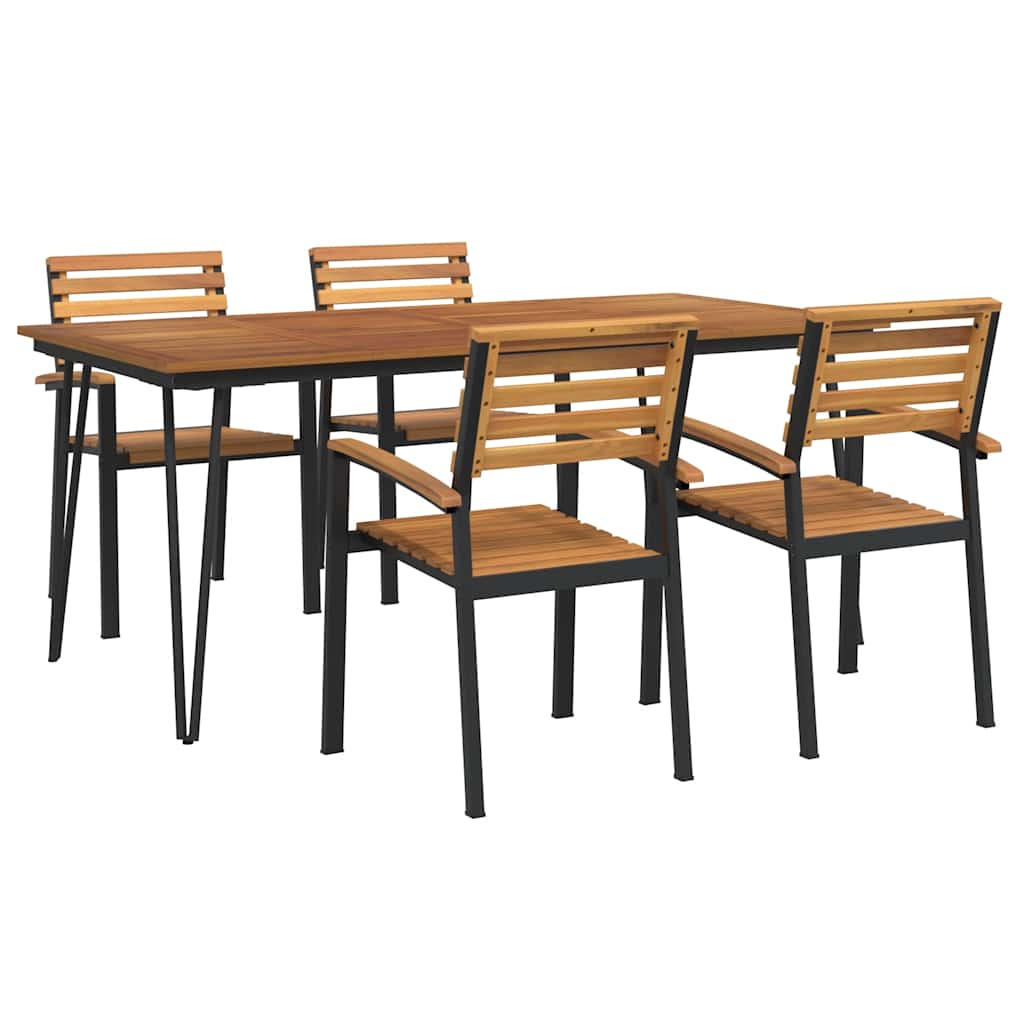 vidaXL 5-piece Garden Dining Set Solid Acacia Wood and Metal