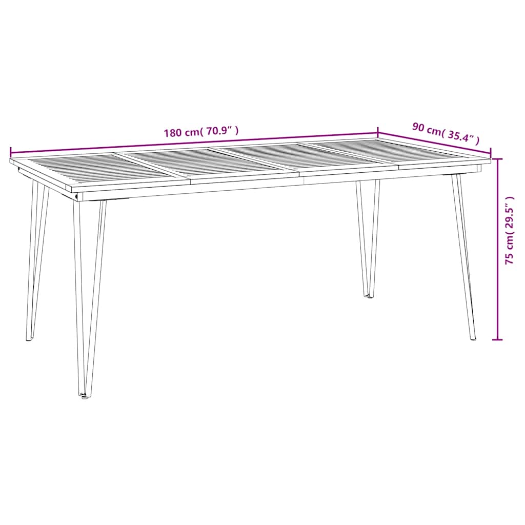 vidaXL 5-piece Garden Dining Set Solid Acacia Wood and Metal