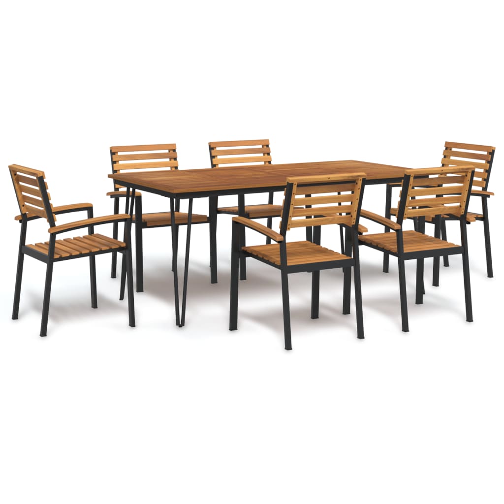 vidaXL 5-piece Garden Dining Set Solid Acacia Wood and Metal