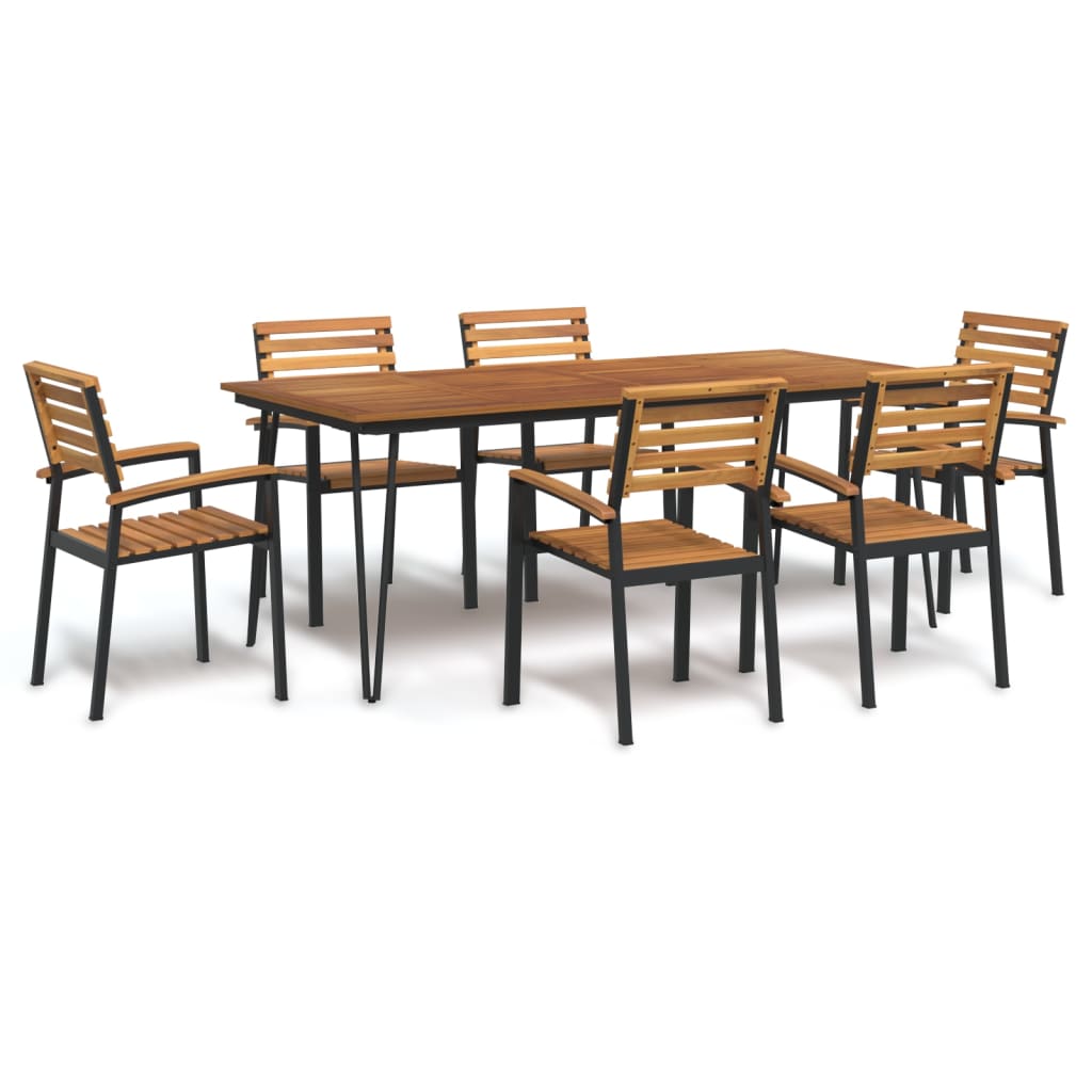 vidaXL 5-piece Garden Dining Set Solid Acacia Wood and Metal