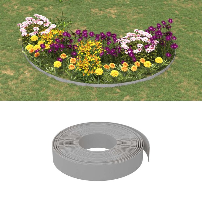 vidaXL Garden Edging 10 m 10 cm Polyethylene Grey