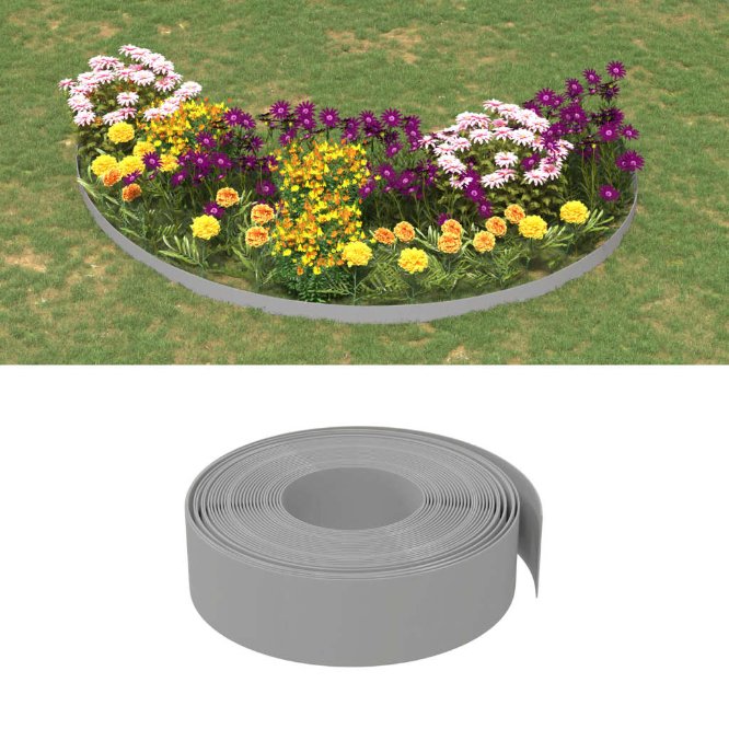 vidaXL Garden Edging 10 m 10 cm Polyethylene Grey