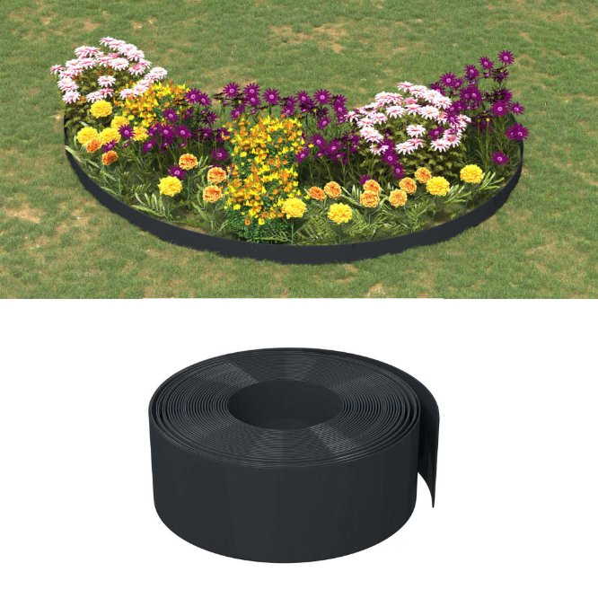 vidaXL Garden Edging 10 m 10 cm Polyethylene Grey
