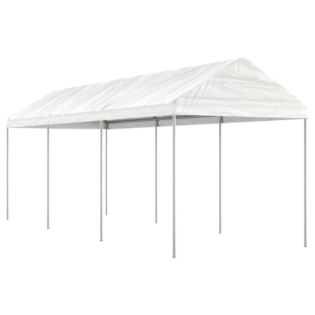 vidaXL Prieel met dak 4,46x2,28x2,69 m polyetheen wit