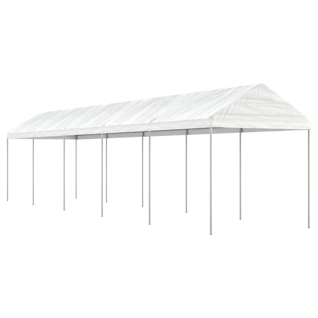 vidaXL Prieel met dak 4,46x2,28x2,69 m polyetheen wit