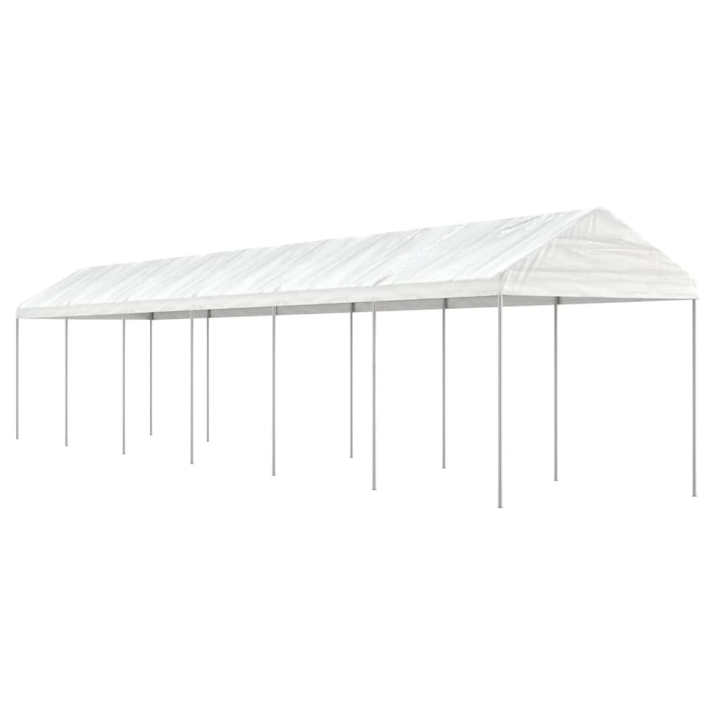 vidaXL Prieel met dak 4,46x2,28x2,69 m polyetheen wit