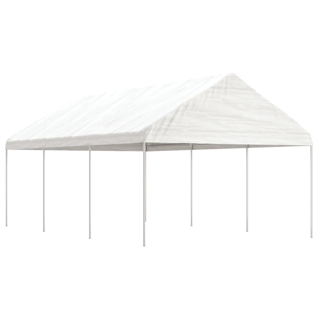 vidaXL Prieel met dak 4,46x4,08x3,22 m polyetheen wit