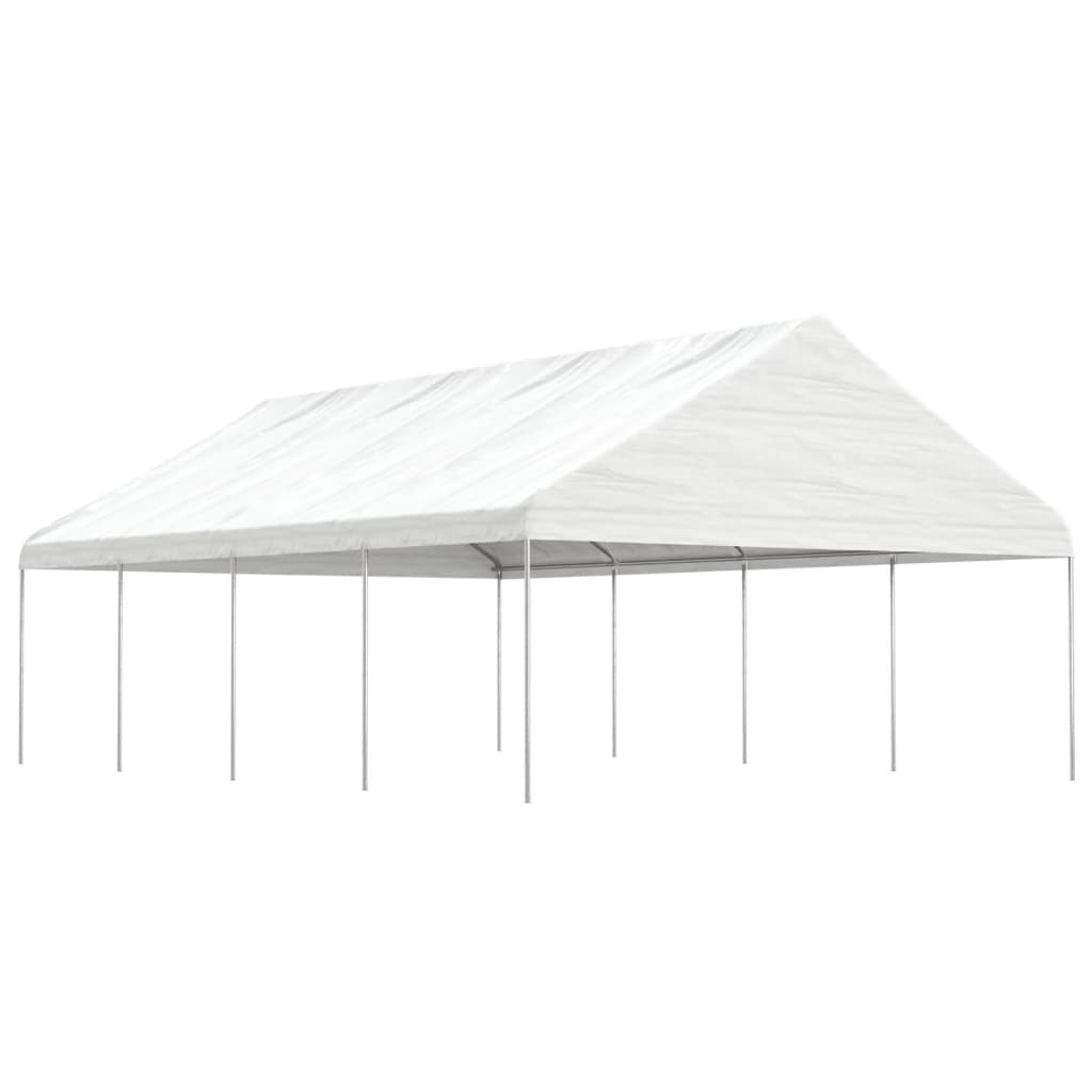 vidaXL Prieel met dak 4,46x5,88x3,75 m polyetheen wit