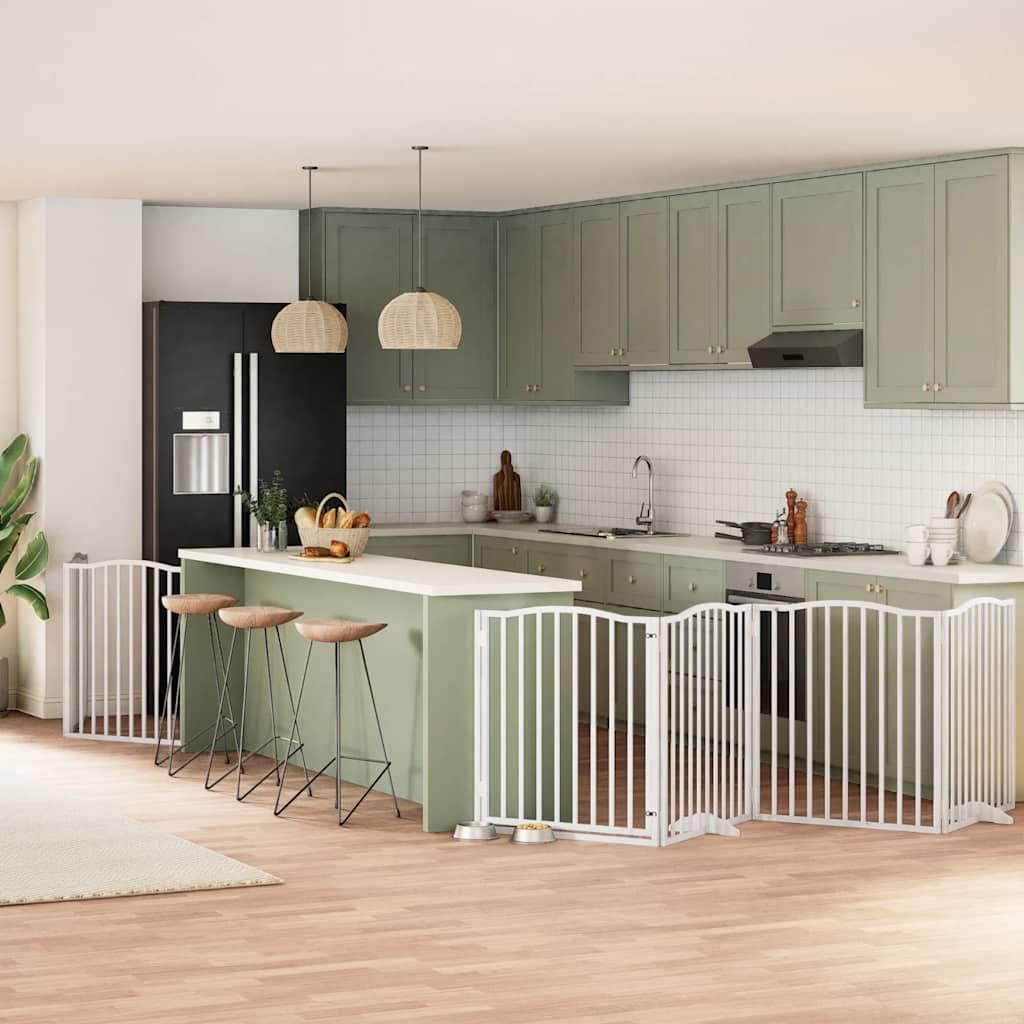 vidaXL Foldable Dog Gate with Door 9 Panels 450 cm Poplar Wood