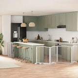 vidaXL Foldable Dog Gate with Door 9 Panels 450 cm Poplar Wood