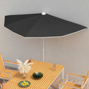vidaXL Parasol half met paal 180x90 cm zandkleurig