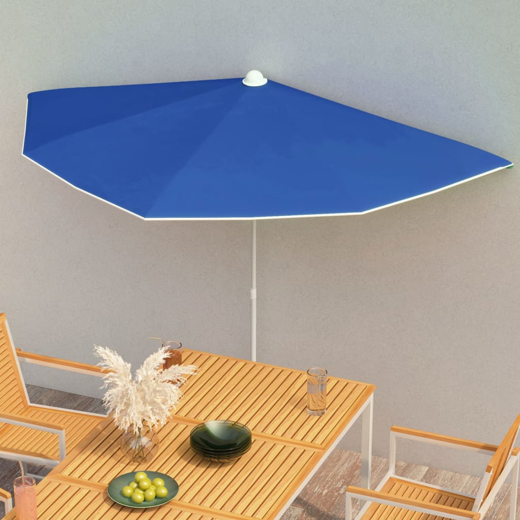 vidaXL Parasol half met paal 180x90 cm zandkleurig