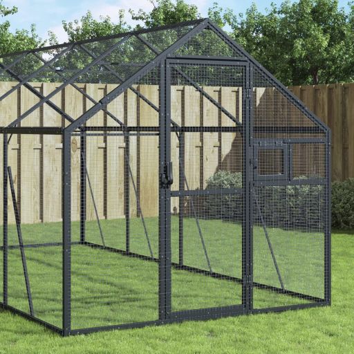 vidaXL Aviary 179x100x185 cm aluminium silver
