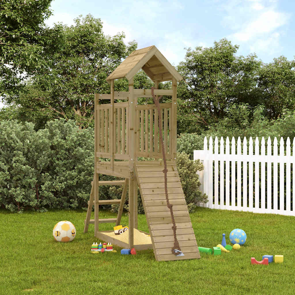 vidaXL Playhouse with Climbing Wall Solid Pine Wood