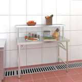 vidaXL Table de cuisine avec poêle 120x60x115 cm acier inoxydable