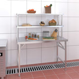 vidaXL Table de cuisine avec poêle 120x60x115 cm acier inoxydable