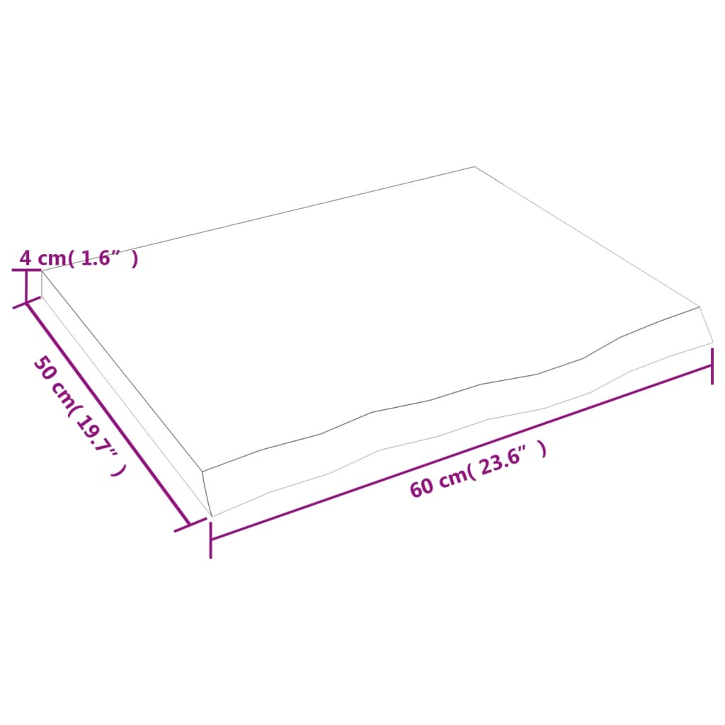 vidaXL Tafelblad 60x40x2 cm onbehandeld massief eikenhout