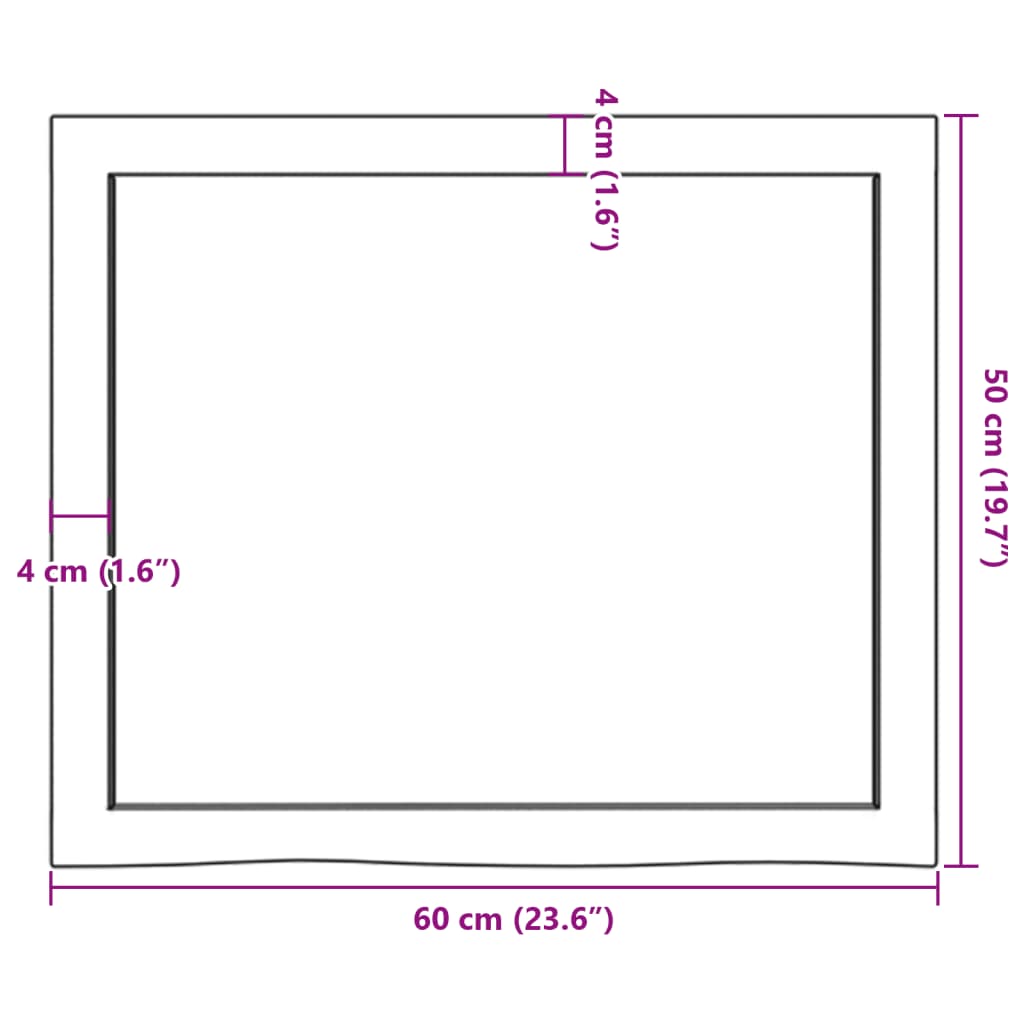 vidaXL Tafelblad 60x40x2 cm onbehandeld massief eikenhout