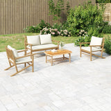 vidaXL 4-Piece Lounge Set with Cushions Bamboo Dark Grey