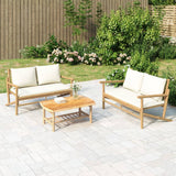 vidaXL 4-Piece Lounge Set with Cushions Bamboo Dark Grey