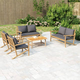 vidaXL 4-Piece Lounge Set with Cushions Bamboo Dark Grey