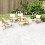 vidaXL 4-Piece Lounge Set with Cushions Bamboo Dark Grey