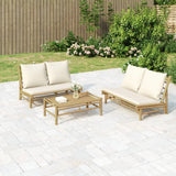vidaXL 4-Piece Lounge Set with Cushions Bamboo Dark Grey