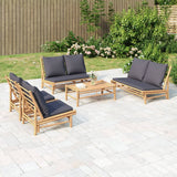 vidaXL 4-Piece Lounge Set with Cushions Bamboo Dark Grey