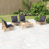 vidaXL 4-Piece Lounge Set with Cushions Bamboo Dark Grey