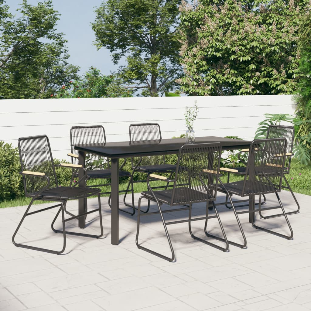 vidaXL 3-delige Tuinset PVC-rattan zwart