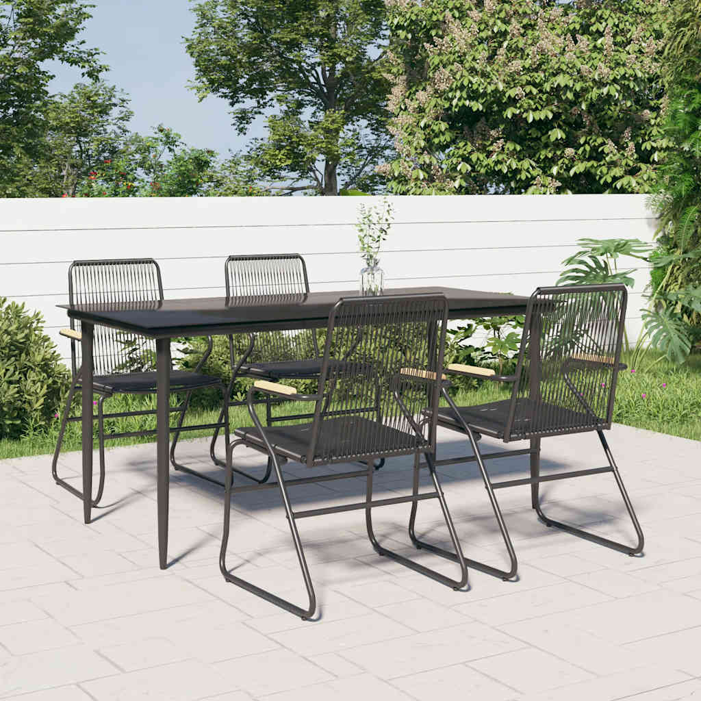 vidaXL 3-delige Tuinset PVC-rattan zwart
