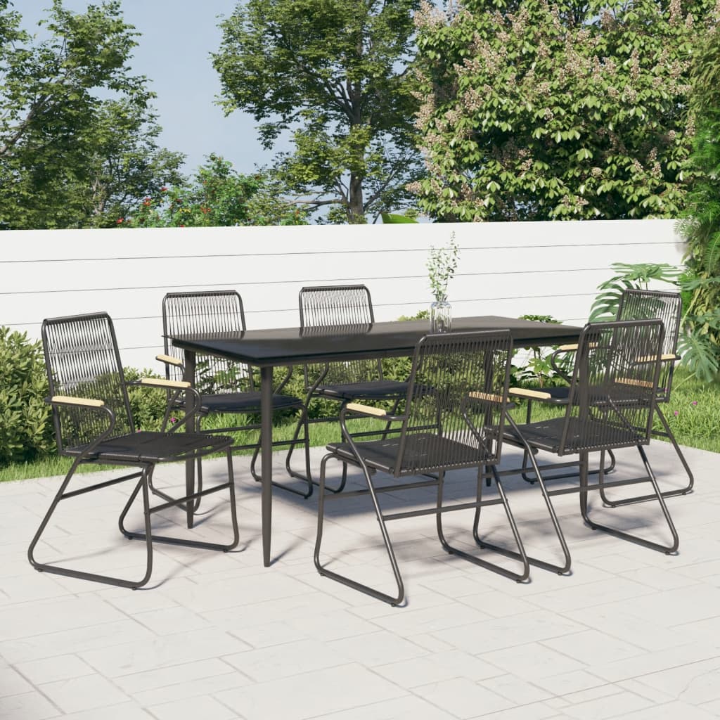vidaXL 3-delige Tuinset PVC-rattan zwart