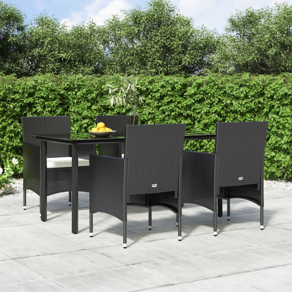 vidaXL 3-Piece Garden Lounge Set with Cushions Black