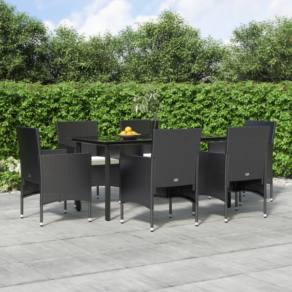 vidaXL 3-Piece Garden Lounge Set with Cushions Black