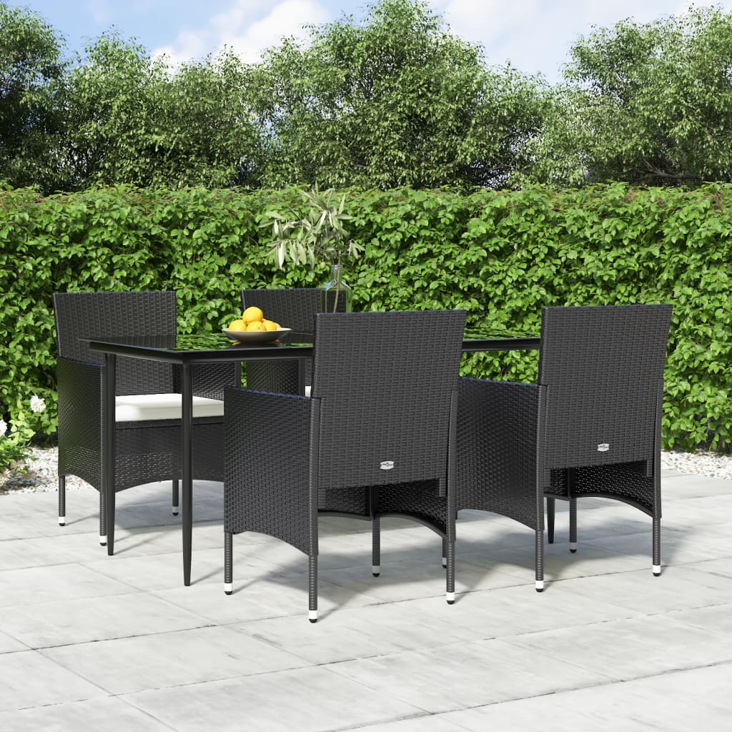 vidaXL 3-delige Tuinset met kussens zwart