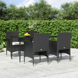 vidaXL 3-delige Tuinset met kussens zwart