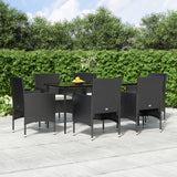 vidaXL 3-delige Tuinset met kussens zwart