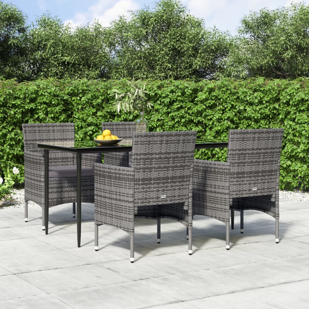 vidaXL 3-delige Tuinset met kussens zwart