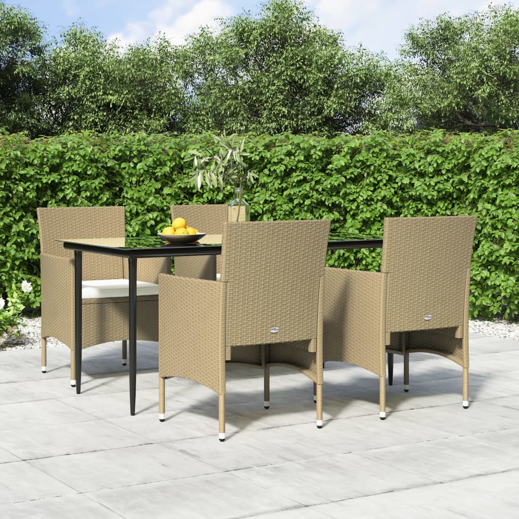 vidaXL 3-delige Tuinset met kussens zwart
