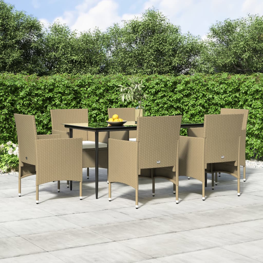 vidaXL 3-delige Tuinset met kussens zwart