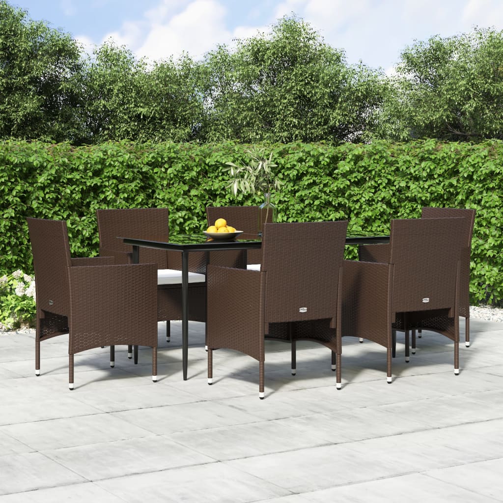 vidaXL 3-delige Tuinset met kussens zwart