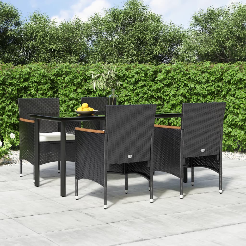 vidaXL 3-Piece Garden Lounge Set with Cushions Black