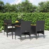 vidaXL 3-delige Tuinset met kussens zwart