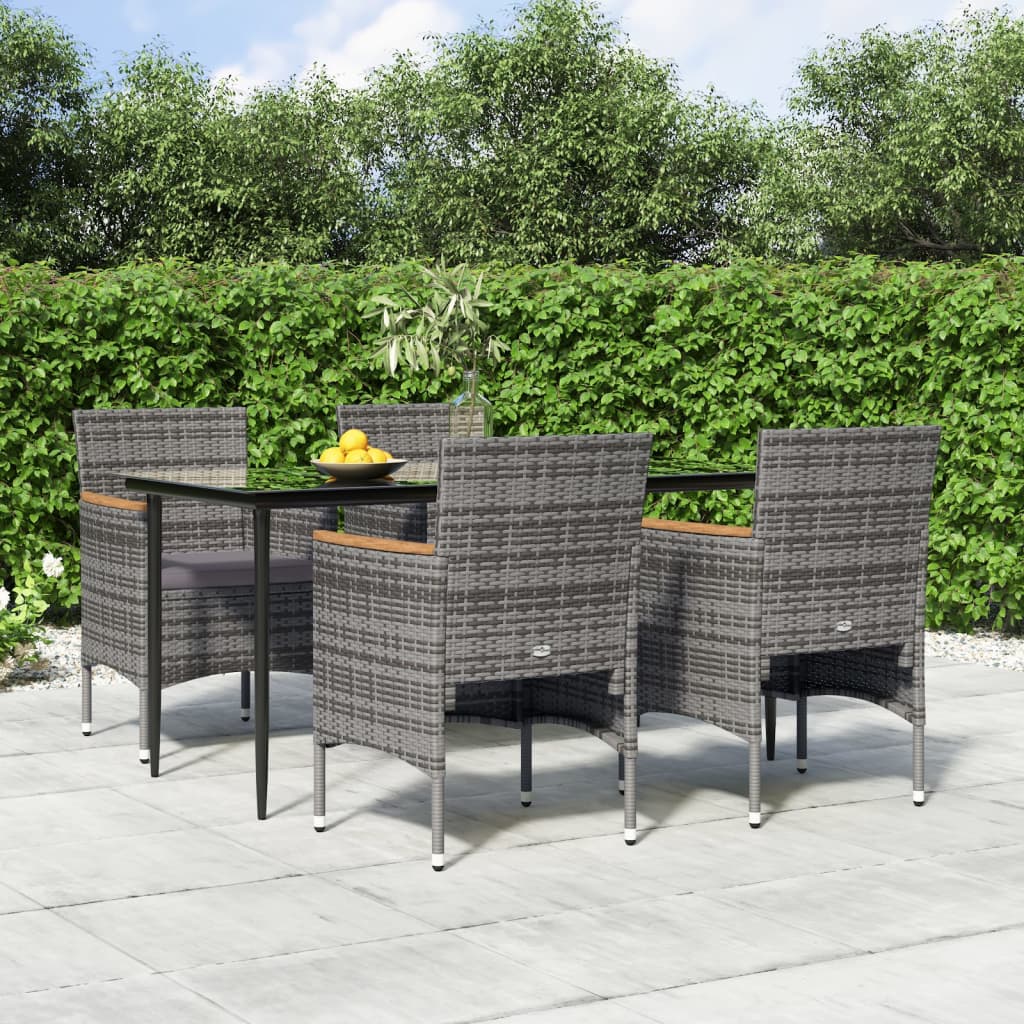 vidaXL 3-delige Tuinset met kussens zwart