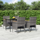vidaXL 3-delige Tuinset met kussens zwart