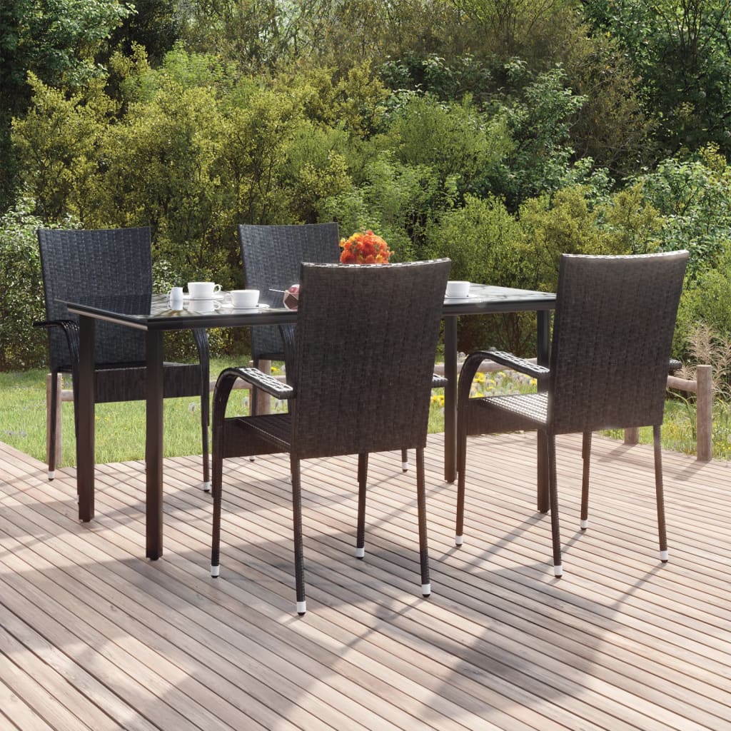 vidaXL 3-Piece Garden Dining Set Black