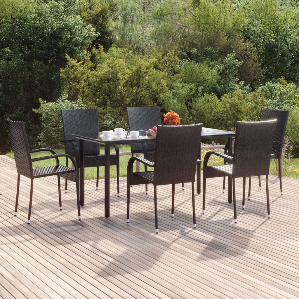 vidaXL 3-Piece Garden Dining Set Black