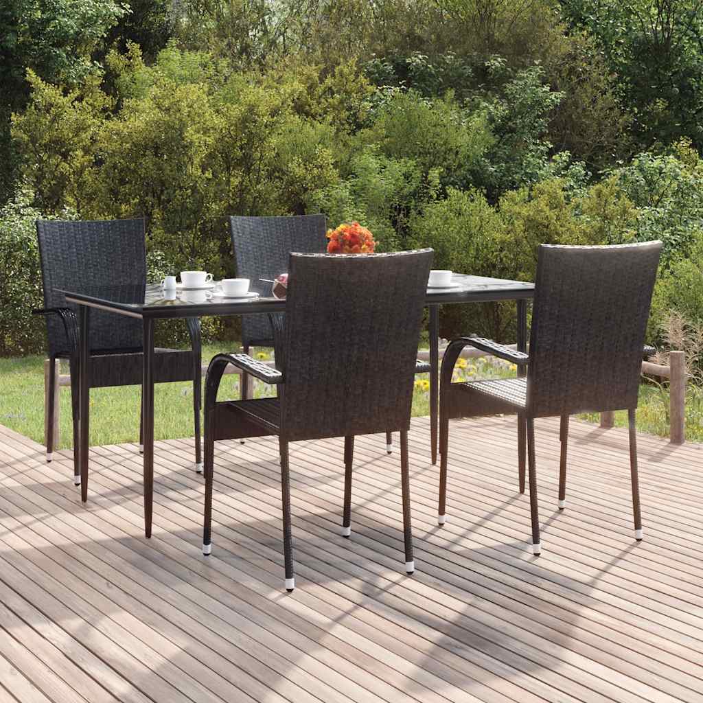 vidaXL 3-Piece Garden Dining Set Black